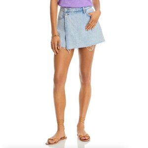 BLANKNYC Light Wash Raw Hem Denim Skort With Frayed Edges & Pockets Size 26 NWT